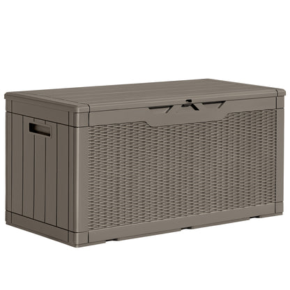 Furmax 100 Gallon Patio Lockable Storage Box, Indoor Outdoor Large Size Resin Deck Container,