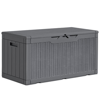 Furmax 100 Gallon Patio Lockable Storage Box, Indoor Outdoor Large Size Resin Deck Container,