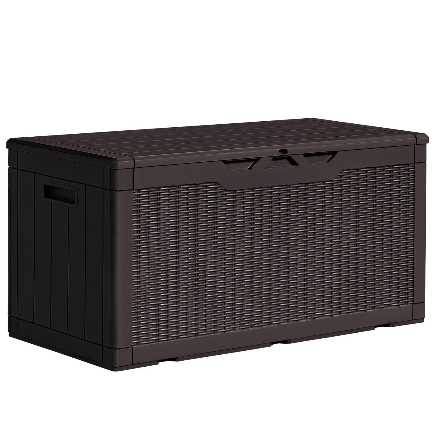 Furmax 100 Gallon Patio Lockable Storage Box, Indoor Outdoor Large Size Resin Deck Container,