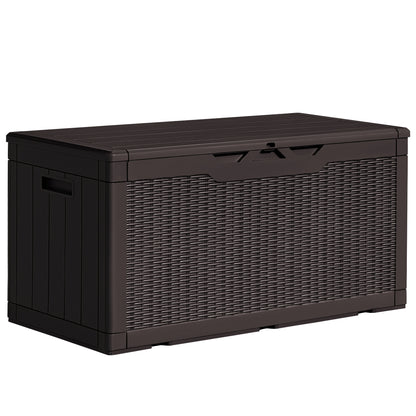 Furmax 100 Gallon Patio Lockable Storage Box, Indoor Outdoor Large Size Resin Deck Container,