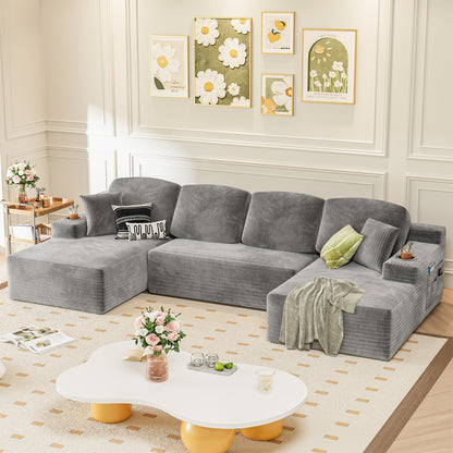 Furmax U-Shaped Structure 141" Boneless Modular Sectional Sofa Cloud-Like Softness No Assembly Effort Needed with Plush Deep Seating for Living Room Bedroom Decor