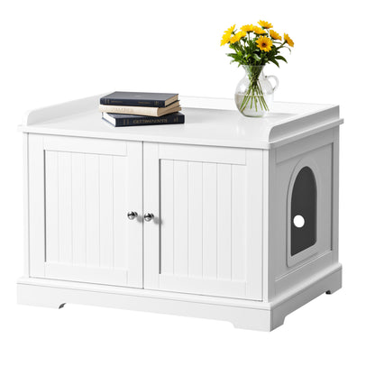 Furmax Hidden Litter Box with Removable Divider Multi-Functional Cat Litter Box Enclosed Cat Washroom Furniture