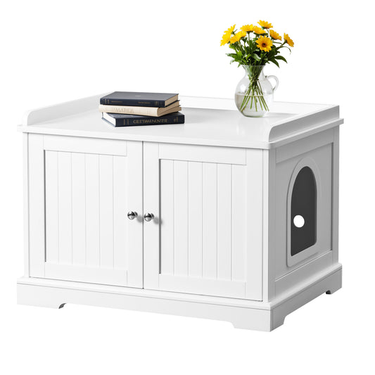 Furmax Hidden Litter Box with Removable Divider Multi-Functional Cat Litter Box Enclosed Cat Washroom Furniture