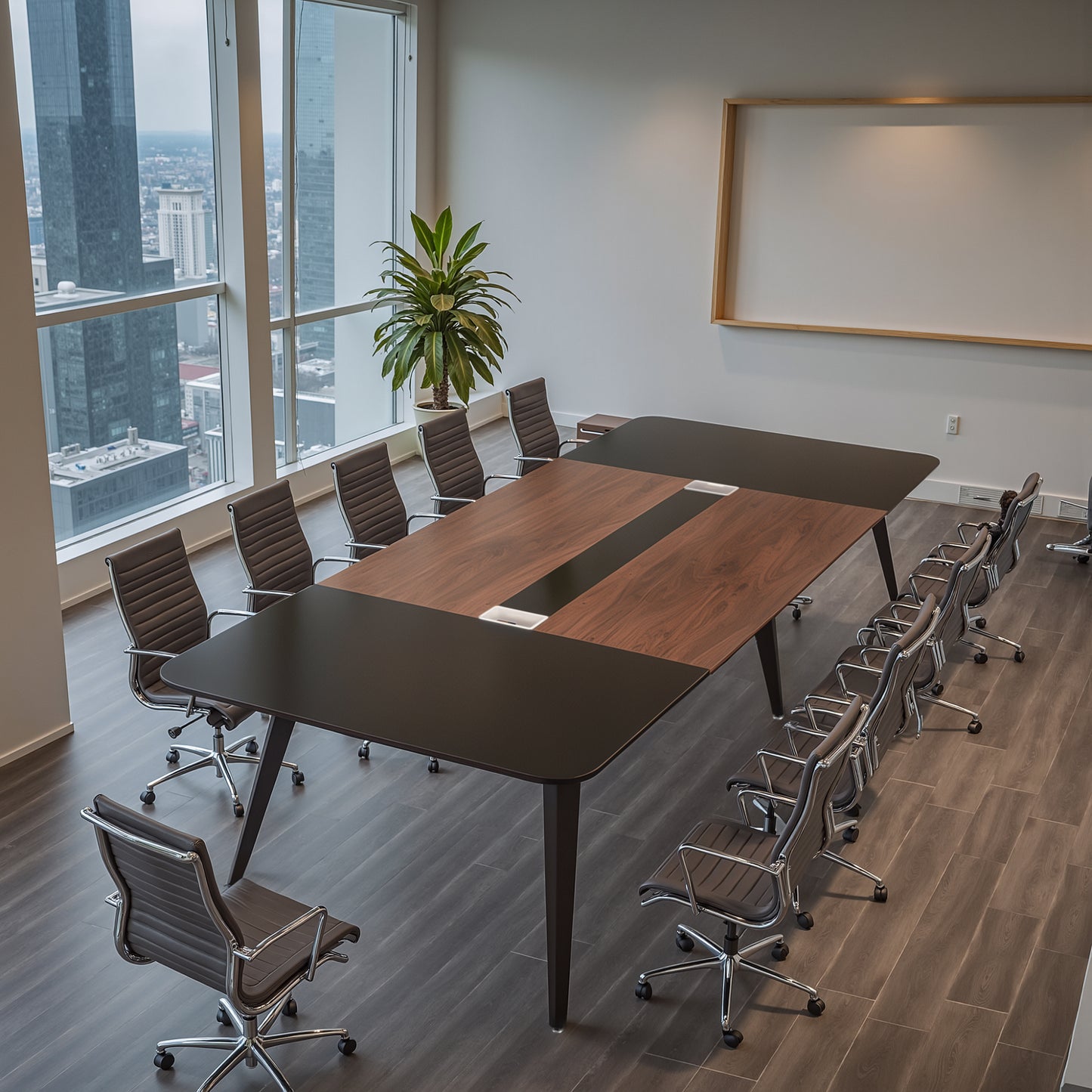 Furmax 8FT Conference Table for 10 People, 94.49L x 47.24W x 29.92H Inches Large Meeting Table with Cable Grommets, Modern Seminar Boardroom Table for Office Conference Room, Brown