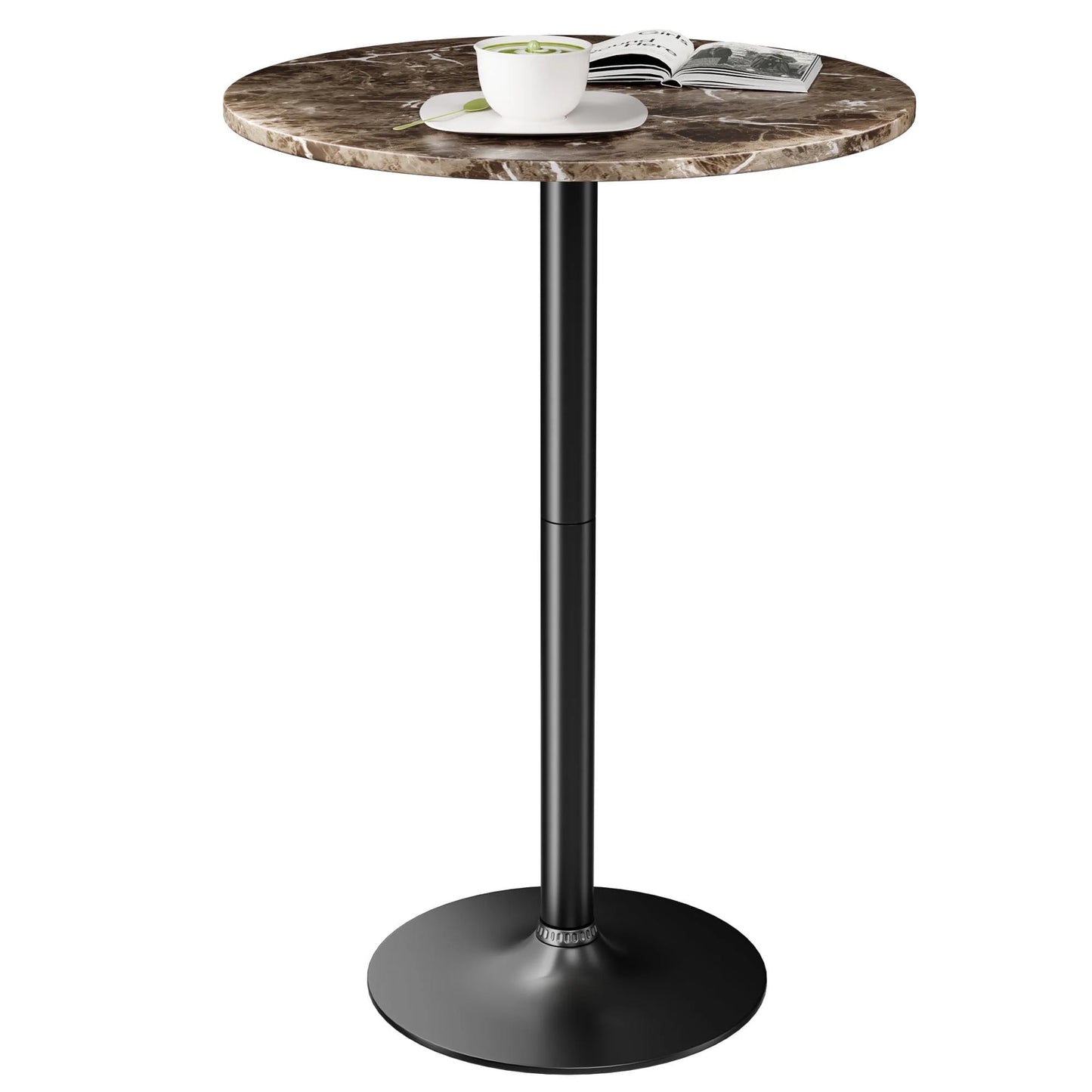Furmax 1 Piece Round 23.85”Pub Dining Table Black, Bar Table for Kitchen, Bar & Living Room