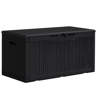 Furmax 100 Gallon Patio Lockable Storage Box, Indoor Outdoor Large Size Resin Deck Container,