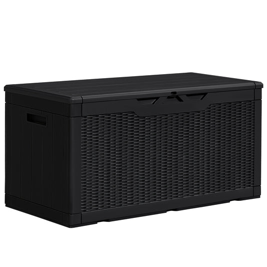 Furmax 100 Gallon Patio Lockable Storage Box, Indoor Outdoor Large Size Resin Deck Container,