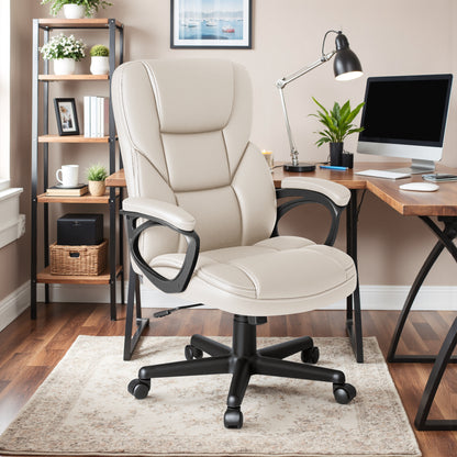 Furmax High-back Executive Office Chair With Lumbar Support Height Adjustable Swivel Seat PU Leather