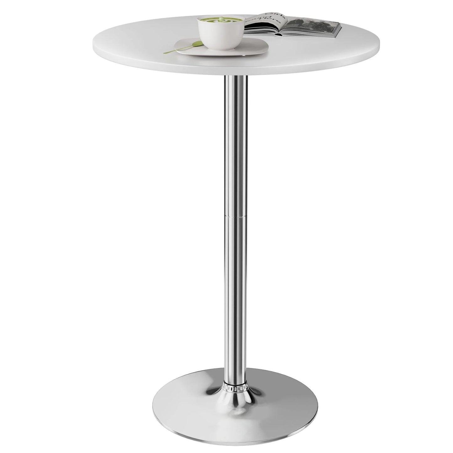 Furmax 1 Piece Round 23.85”Pub Dining Table Black, Bar Table for Kitchen, Bar & Living Room