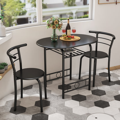 Furmax 3 Piece Wood and Metal Dining set, Small dining table for 2 ,for Living Room, Dining Room, Kitchen