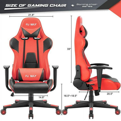 Furmax High-Back Gaming Office Chair Ergonomic Racing Style Adjustable Height Executive Computer Chair with Adjustable Headrest and Lumbar Pillow