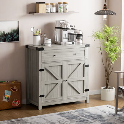 Furmax Modern Farmhouse Storage Cabinet, Wood Kitchen Buffet Sideboard with Drawer and Shelf