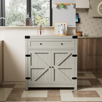Furmax Modern Farmhouse Storage Cabinet, Wood Kitchen Buffet Sideboard with Drawer and Shelf