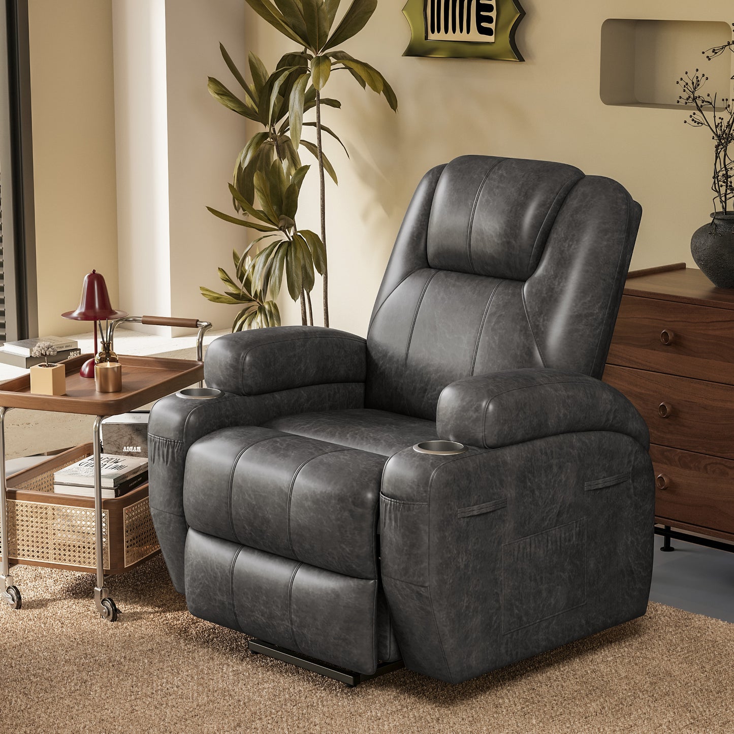 Furmax Power Lift Leathaire Fabric Recliner Chair Massage Recliner Sofa for Bedroom