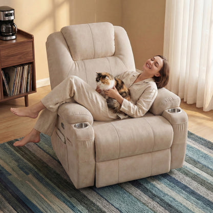 Furmax 360° Massage Swivel Rocker Recliner Single Manual Reclining Chair Sofa Modern Small Recliner Chair for Living Room,Nursery