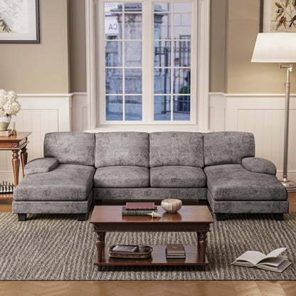 Furmax U Shaped Sectional Sofa Couch with Double Chaise for Apartments