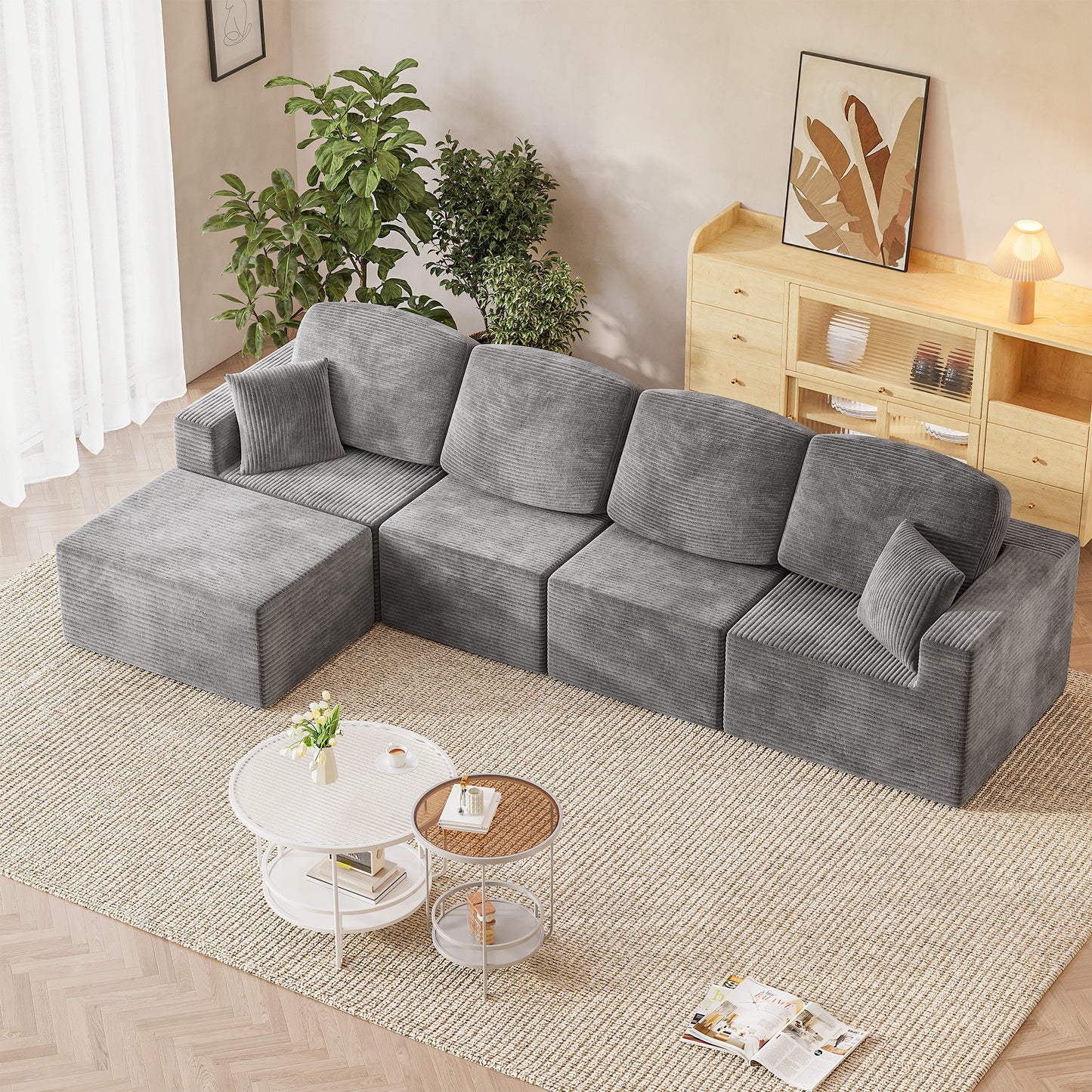 Furmax Modular Sectional Sofa – Tool-Free Assembly Multi-Seat Sofa Set for Living Room, Boneless Design Furniture