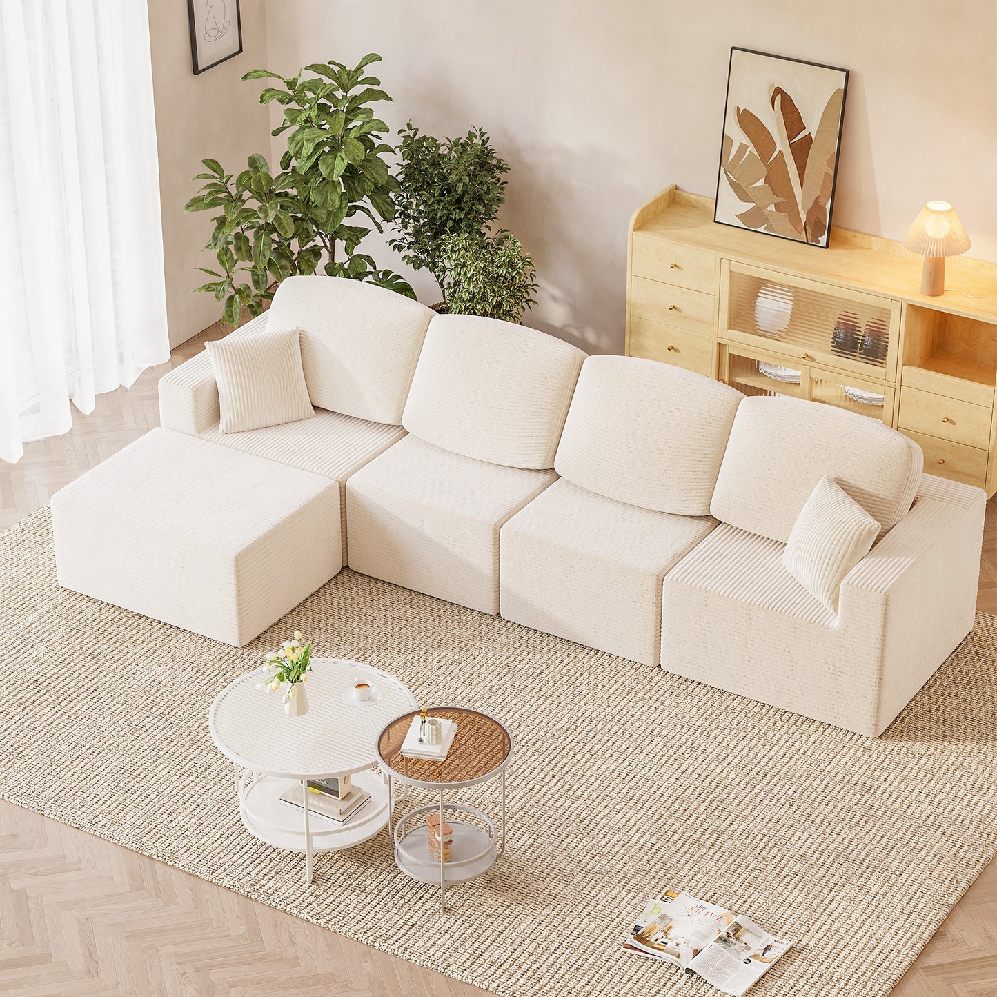 Furmax Modular Sectional Sofa – Tool-Free Assembly Multi-Seat Sofa Set for Living Room, Boneless Design Furniture