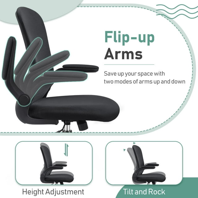 Furmax Office Chair Mesh Desk Chair with Adjustable Arms Ergonomic Computer Chair Rolling Chair with Back and Lumbar Support