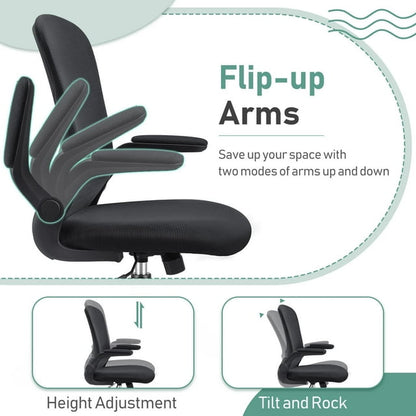 Furmax Office Chair Mesh Desk Chair with Adjustable Arms Ergonomic Computer Chair Rolling Chair with Back and Lumbar Support