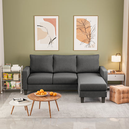 Furmax 70" Convertible Sectional Sofa Couch 3-Seat L-Shaped Small Sofa Couch with Reversible Chaise for Small Living Room, Apartment and Small Space