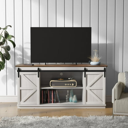 Furmax Modern Farmhouse Barn Door TV Stand for TVs up to 65"