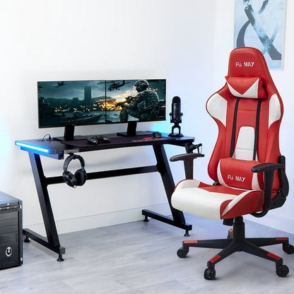 Furmax High-Back Gaming Office Chair Ergonomic Racing Style Adjustable Height Executive Computer Chair with Adjustable Headrest and Lumbar Pillow