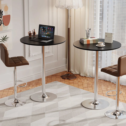 Furmax 1 Piece Round 23.85”Pub Dining Table Black, Bar Table for Kitchen, Bar & Living Room