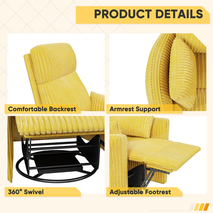Furmax 360° Swivel Recliner Power Massage Rocker Chair Adult Glider Rocker with 2 Comfy Pillows for Nursery