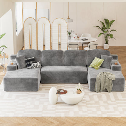 Furmax U-Shaped Structure 141" Boneless Modular Sectional Sofa Cloud-Like Softness No Assembly Effort Needed with Plush Deep Seating for Living Room Bedroom Decor