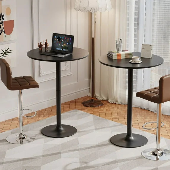 Furmax 1 Piece Round 23.85”Pub Dining Table Black, Bar Table for Kitchen, Bar & Living Room