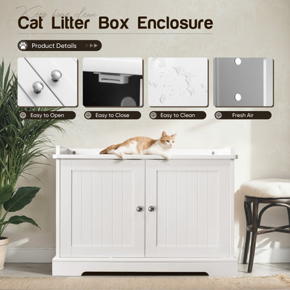 Furmax Hidden Litter Box with Removable Divider Multi-Functional Cat Litter Box Enclosed Cat Washroom Furniture