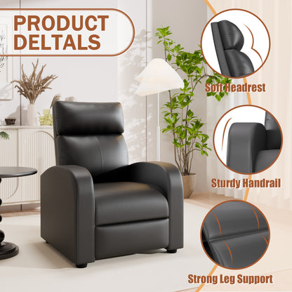 Furmax Recliner Chair Pu Leather Single Sofa Home Theater Recliners with 2 Point Massage Function for Living Room
