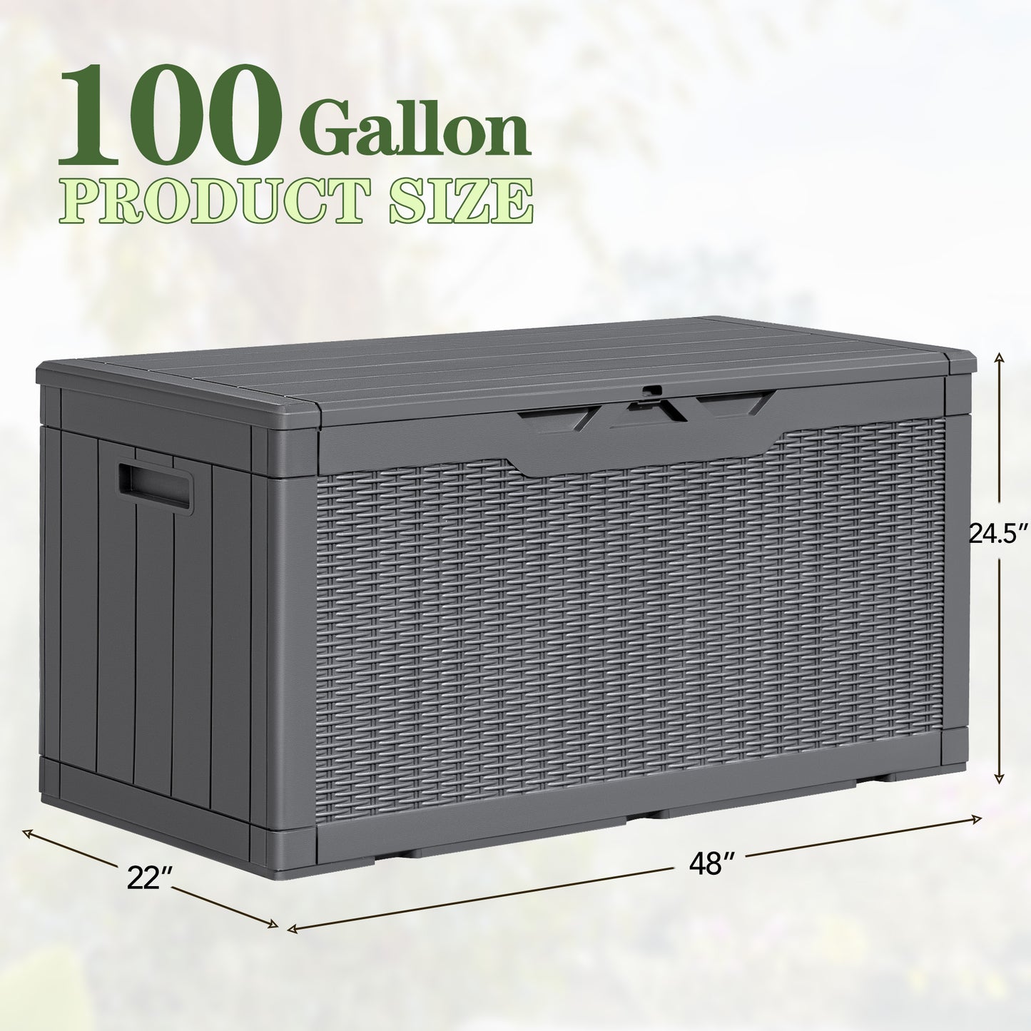 Furmax 100 Gallon Patio Lockable Storage Box, Indoor Outdoor Large Size Resin Deck Container,