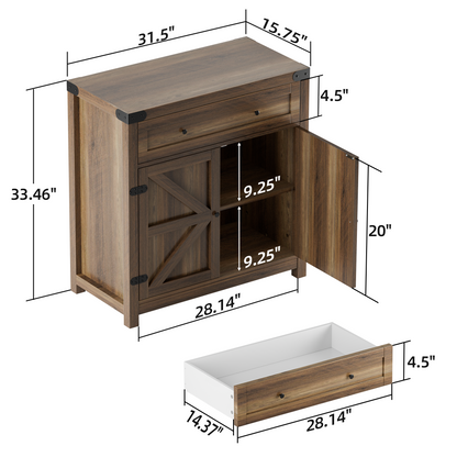 Furmax Modern Farmhouse Storage Cabinet, Wood Kitchen Buffet Sideboard with Drawer and Shelf