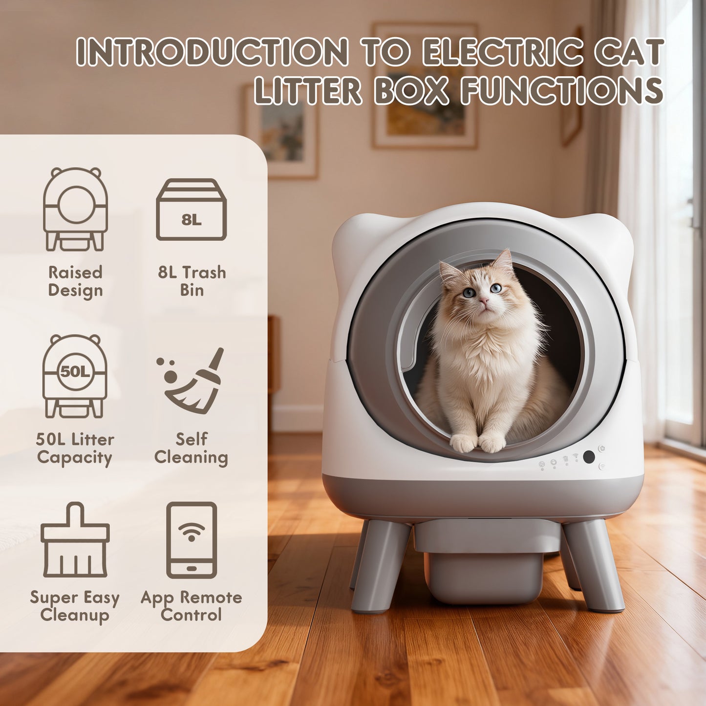 Furmax Automatic Self-Cleaning Cat Litter Box, Smart APP Control & Hands-Free Operation for Multiple Cats, All-Inclusive Bundle with Mat & Waste Bags