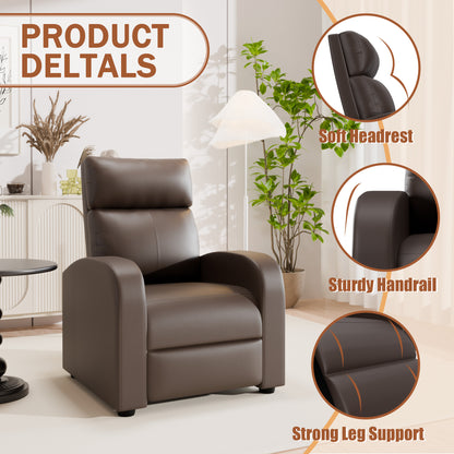 Furmax Recliner Chair Pu Leather Single Sofa Home Theater Recliners with Lumbar Support for Living Room