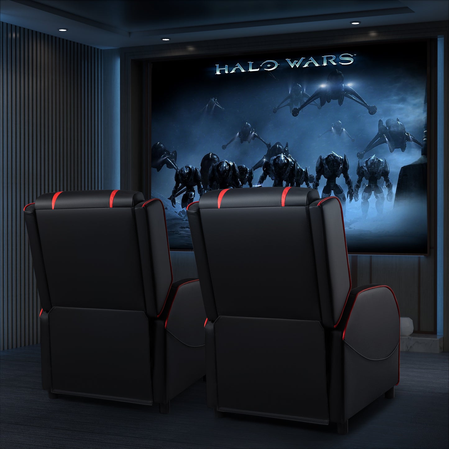 Furmax RGB LED Lights Gaming Massage Recliner Chair Racing Style Single Living Room Sofa Ergonomic Home Theater Seating with Massage Lumbar Support