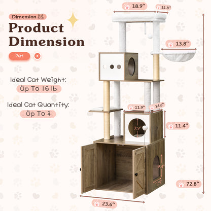 FURMAX Cat Tree for All Indoor Cats Large Cat Tower Condo with Sisal Scratching Post