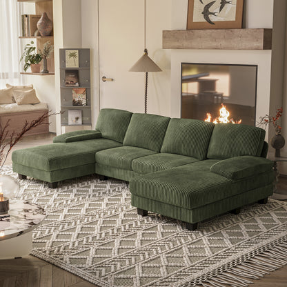 Furmax U Shaped Sectional Sofa Couch with Double Chaise for Apartments