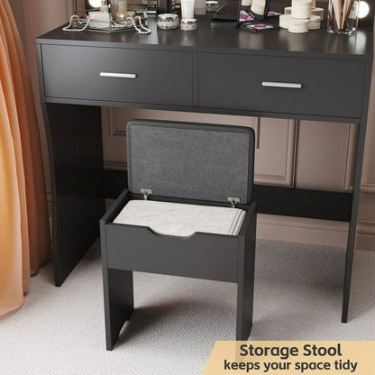 Furmax Makeup Vanity Table Set with Lights and Mirror Vanity Desk with Drawer and Chair