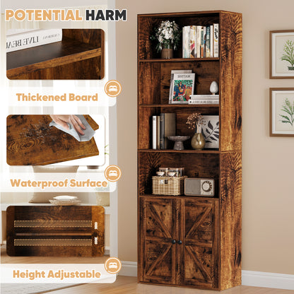Furmax 4 Shelf Wood Bookcase for Living Room Small Modern Farmhouse