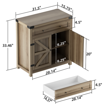 Furmax Modern Farmhouse Storage Cabinet, Wood Kitchen Buffet Sideboard with Drawer and Shelf