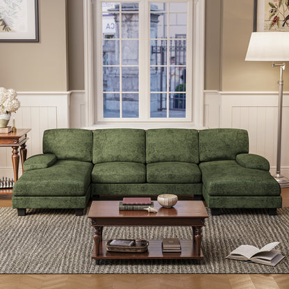 Furmax U Shaped Sectional Sofa Couch with Double Chaise for Apartments