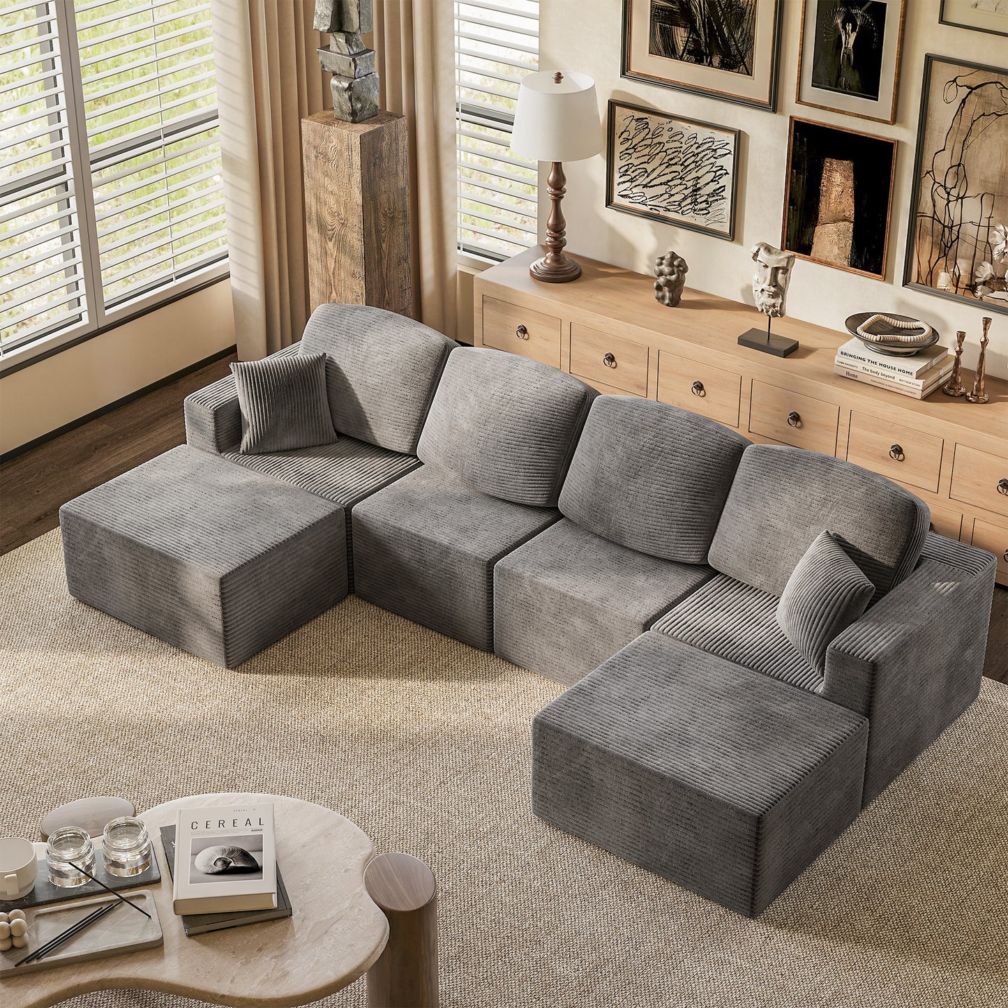 Furmax Modular Sectional Sofa – Tool-Free Assembly Multi-Seat Sofa Set for Living Room, Boneless Design Furniture