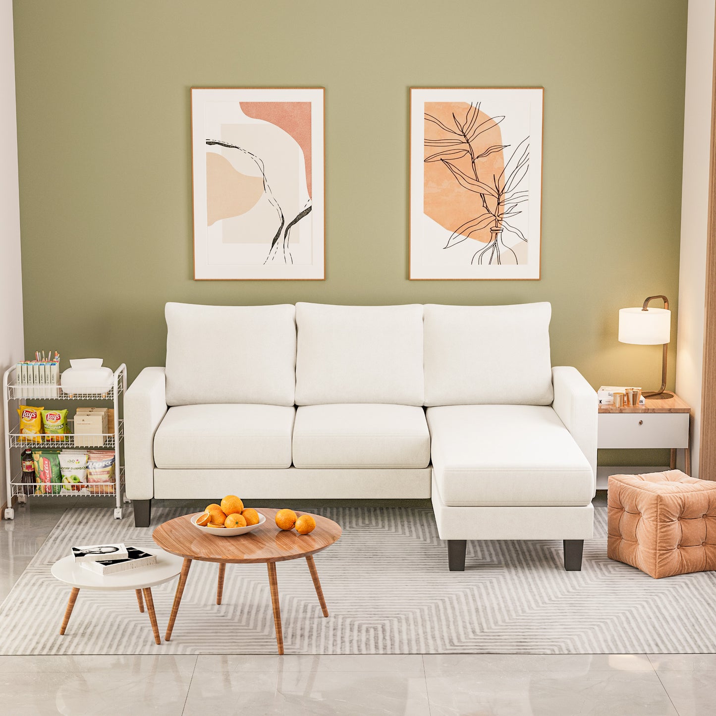 Furmax 70" Convertible Sectional Sofa Couch 3-Seat L-Shaped Small Sofa Couch with Reversible Chaise for Small Living Room, Apartment and Small Space