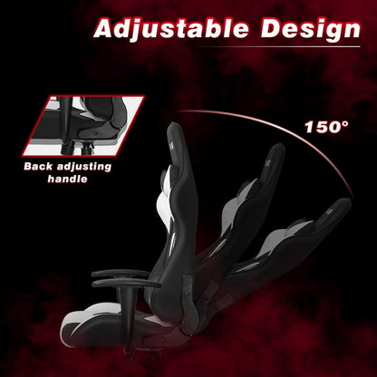 Furmax High-Back Gaming Office Chair Ergonomic Racing Style Adjustable Height Executive Computer Chair with Adjustable Headrest and Lumbar Pillow