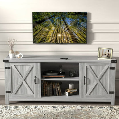Furmax Barn Door TV Stand Media Console Center Industrial Style for TVs up to 65",