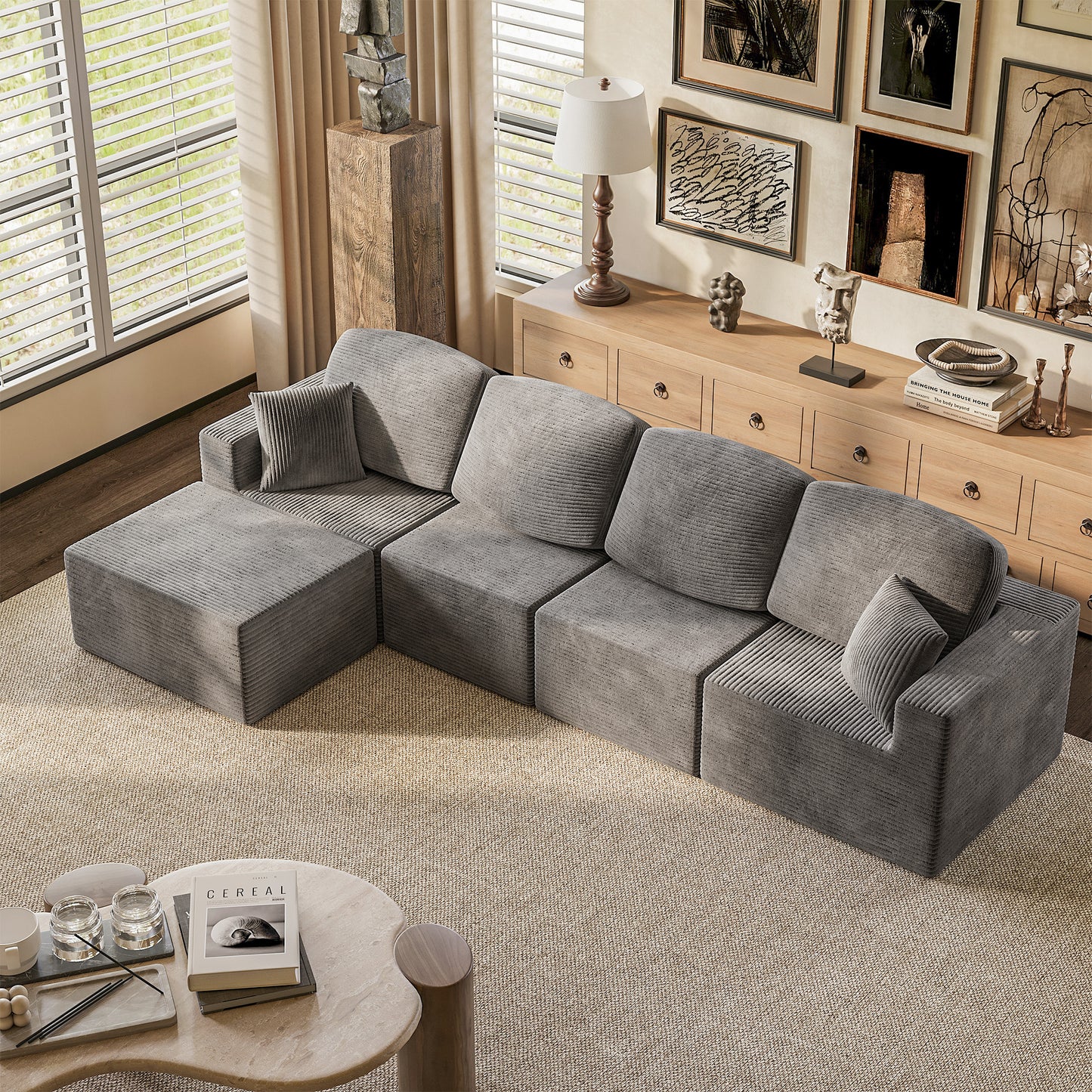 Furmax Modular Sectional Sofa – Tool-Free Assembly Multi-Seat Sofa Set for Living Room, Boneless Design Furniture