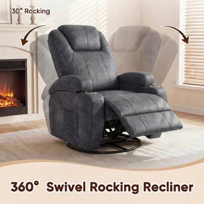 Furmax 360° Massage Swivel Rocker Recliner Single Manual Reclining Chair Sofa Modern Small Recliner Chair for Living Room,Nursery